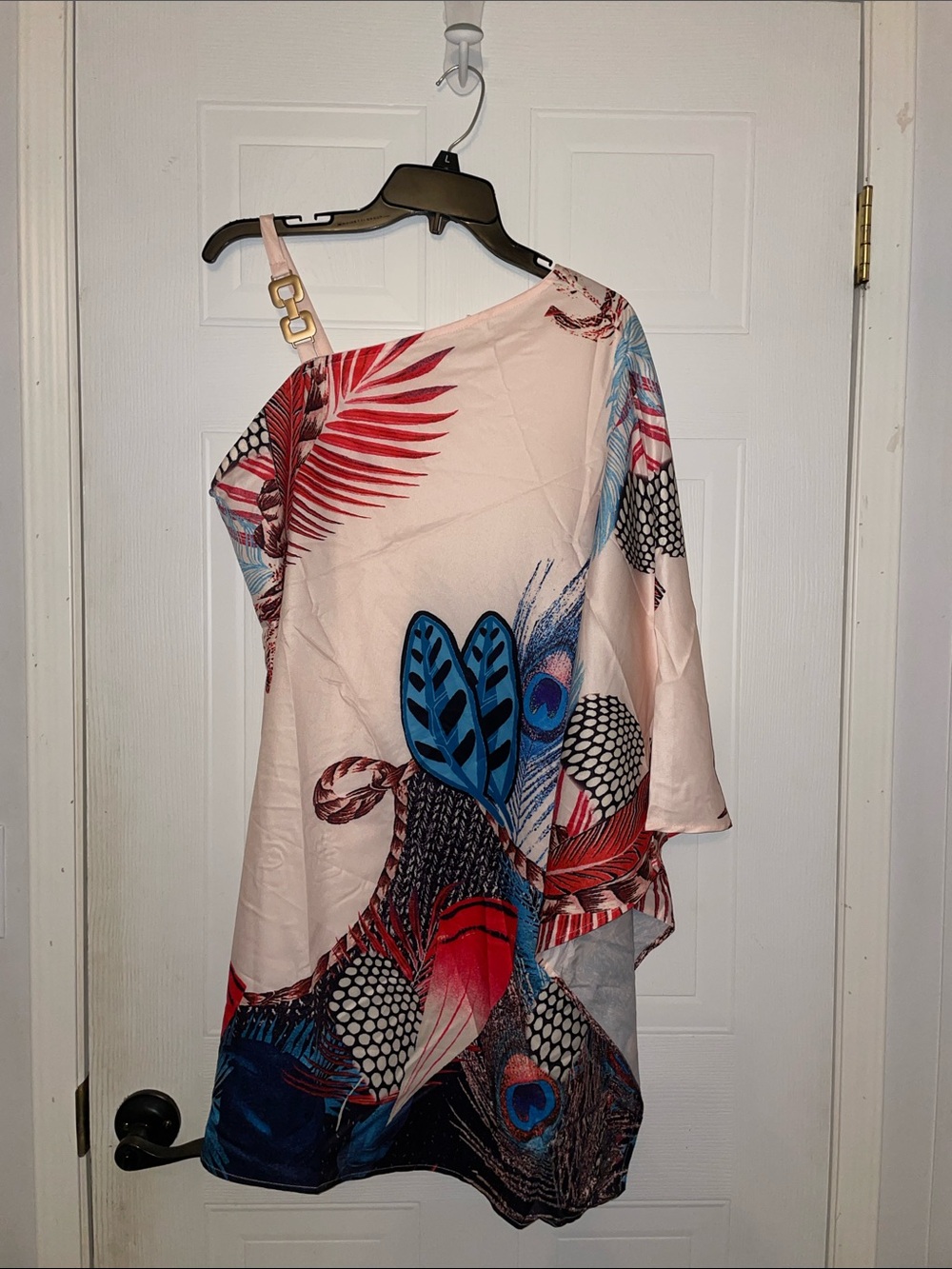 One-Shoulder Pink Floral Print Dress